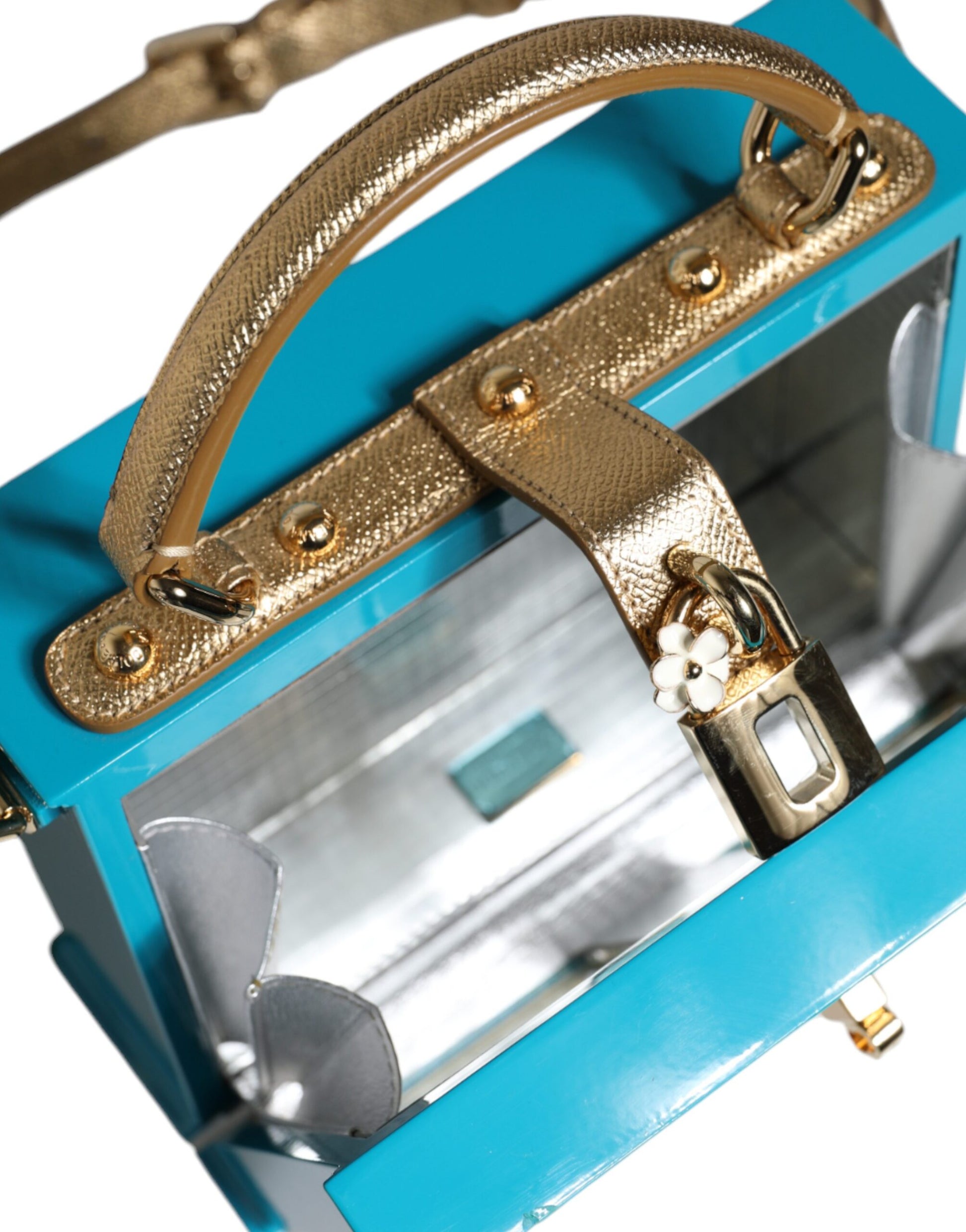 Mehrfarbige Clutch aus Holz und Leder