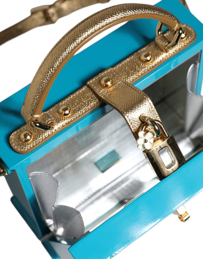 Mehrfarbige Clutch aus Holz und Leder