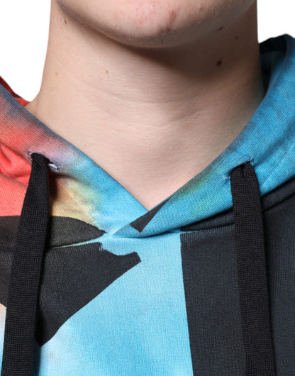 Mehrfarbiger Kapuzenpullover mit Batikmuster