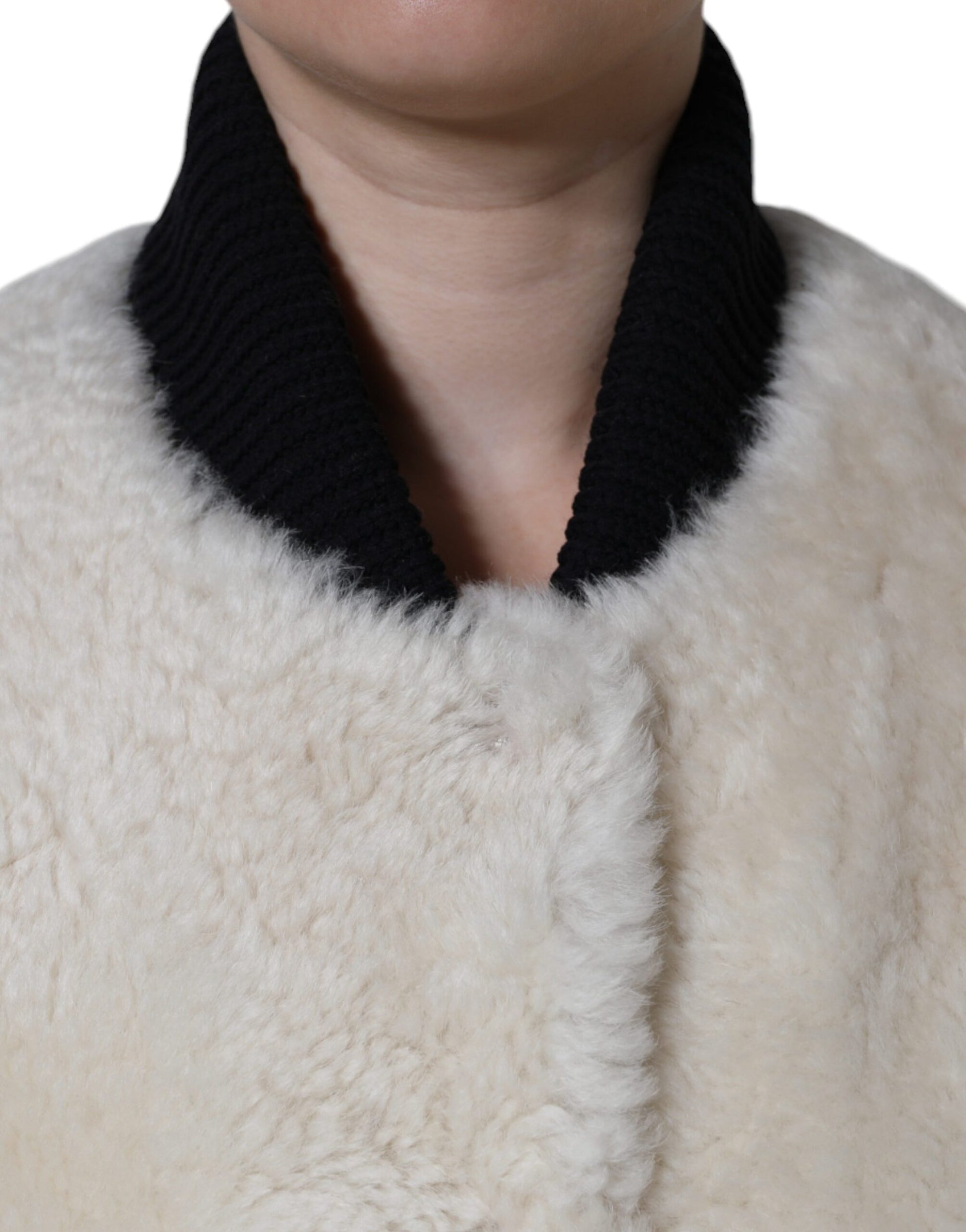 Weiße WARRENFORD Lammfell Leder Weste Mantel Jacke