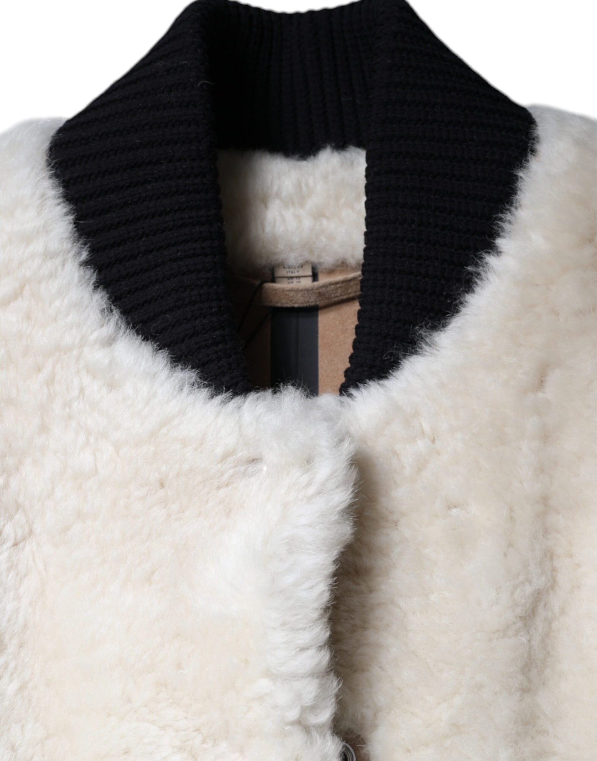 Weiße WARRENFORD Lammfell Leder Weste Mantel Jacke