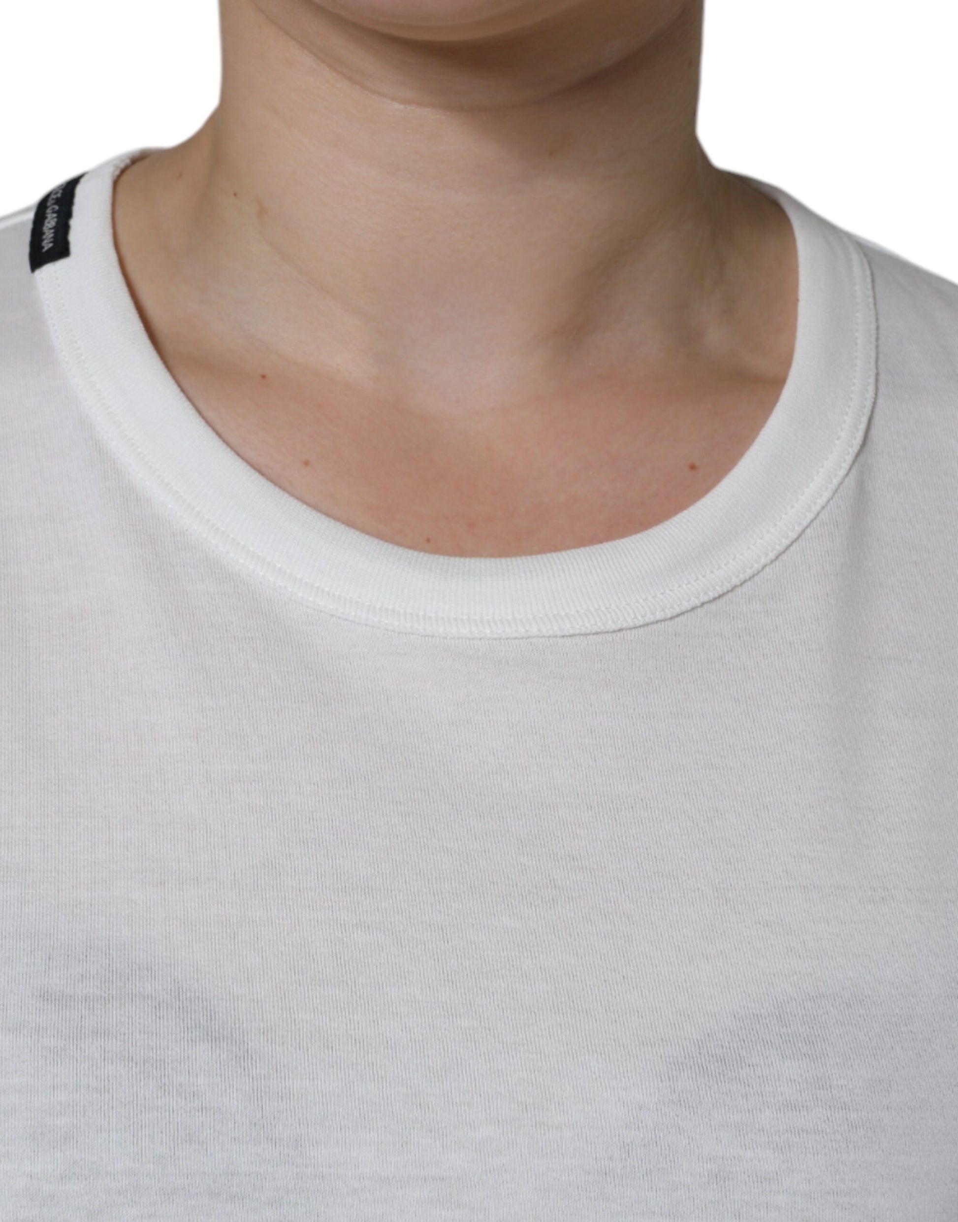 Weißes Kurzarm-T-Shirt aus Baumwolle mit Rundhalsausschnitt