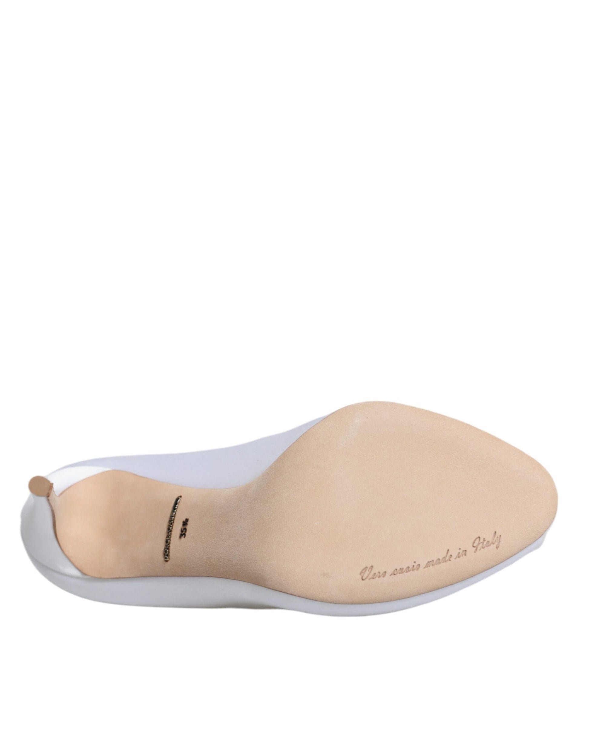 Weiße Satin-Pumps mit Peep-Toe und Kristallen