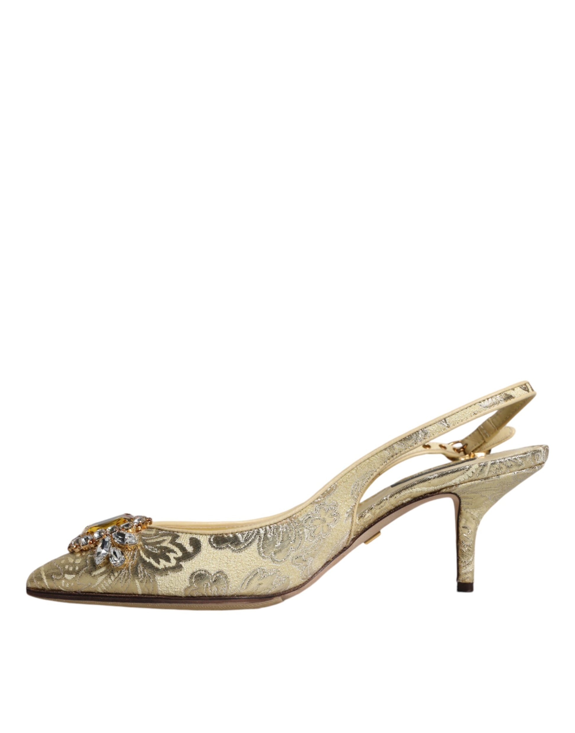 Gold Kristall Pumps Heels Slingbacks Schuhe