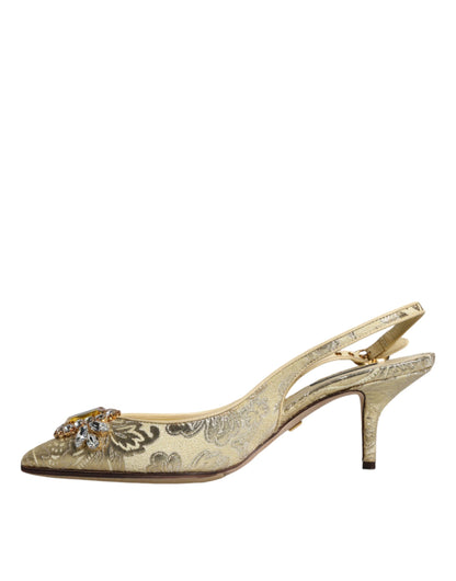 Gold Kristall Pumps Heels Slingbacks Schuhe