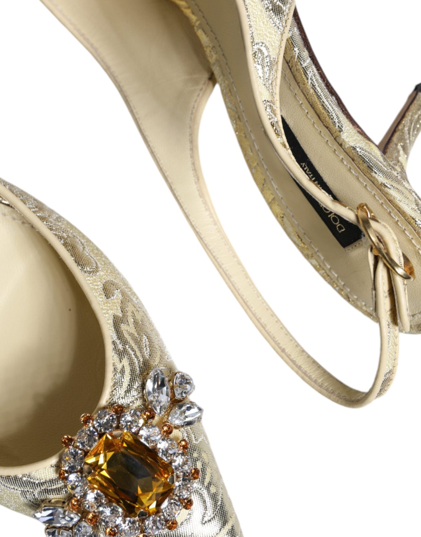 Gold Kristall Pumps Heels Slingbacks Schuhe