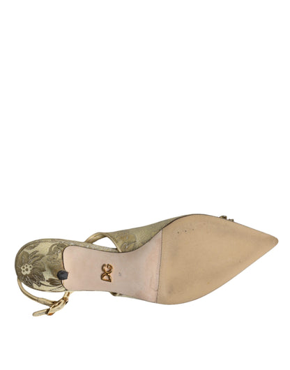 Gold Kristall Pumps Heels Slingbacks Schuhe