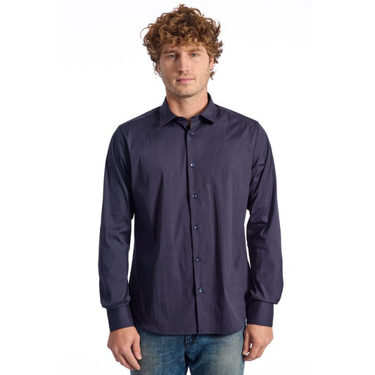 Blue Cotton Men's Shirt