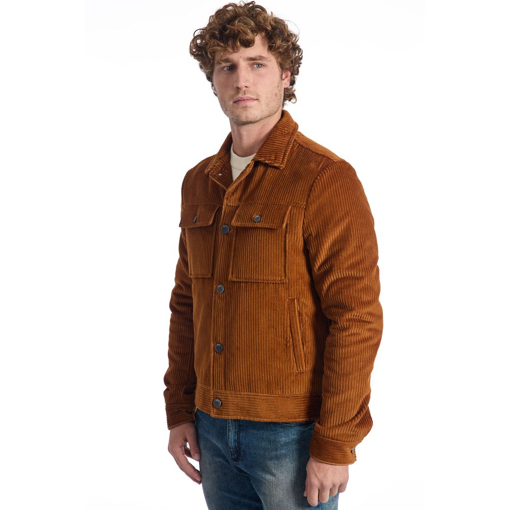 Brown Cotton Men's Jacket