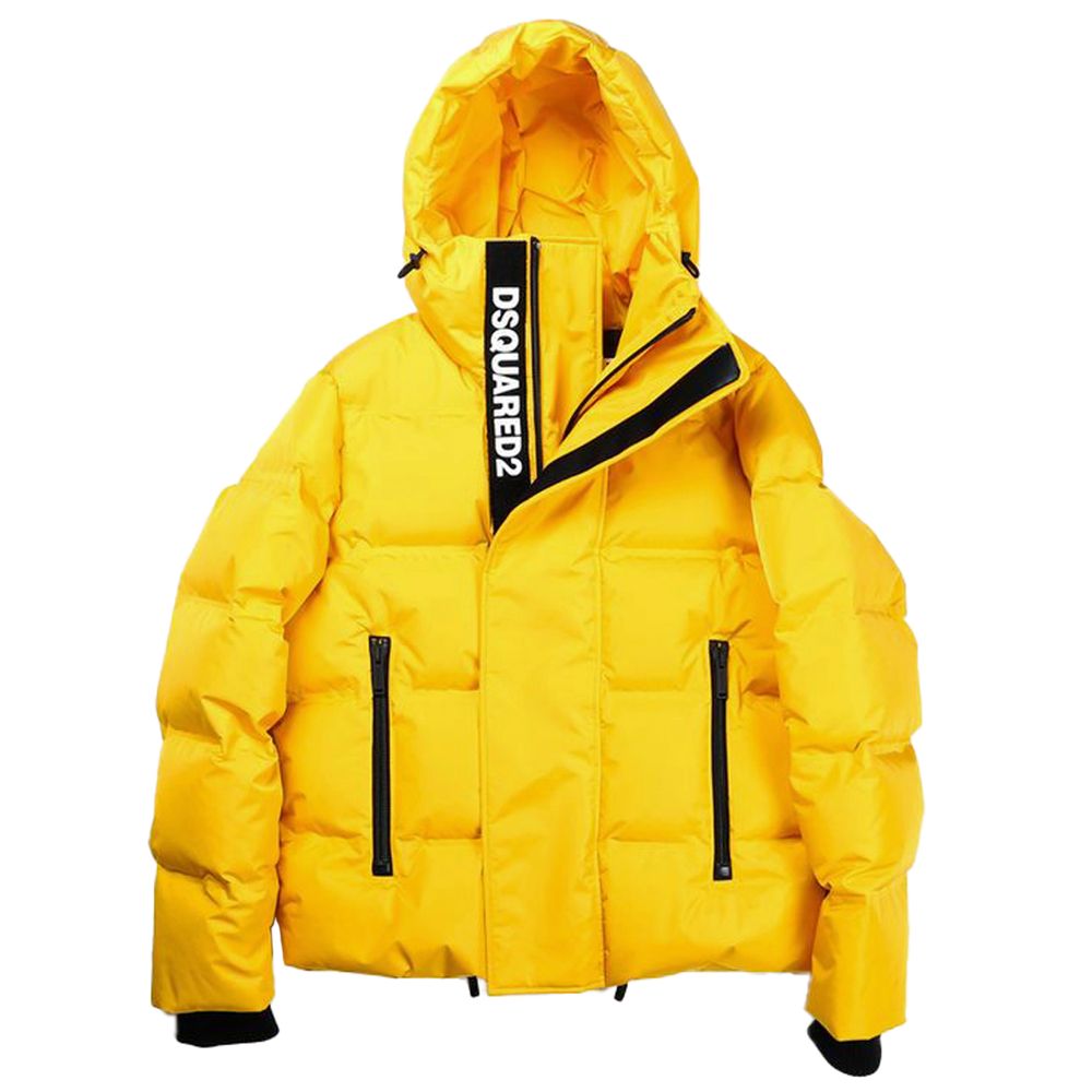Yellow Nylon Men Down Jacket