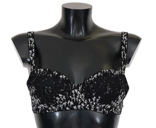 Eleganter schwarzer Seiden-BH mit floraler Spitze