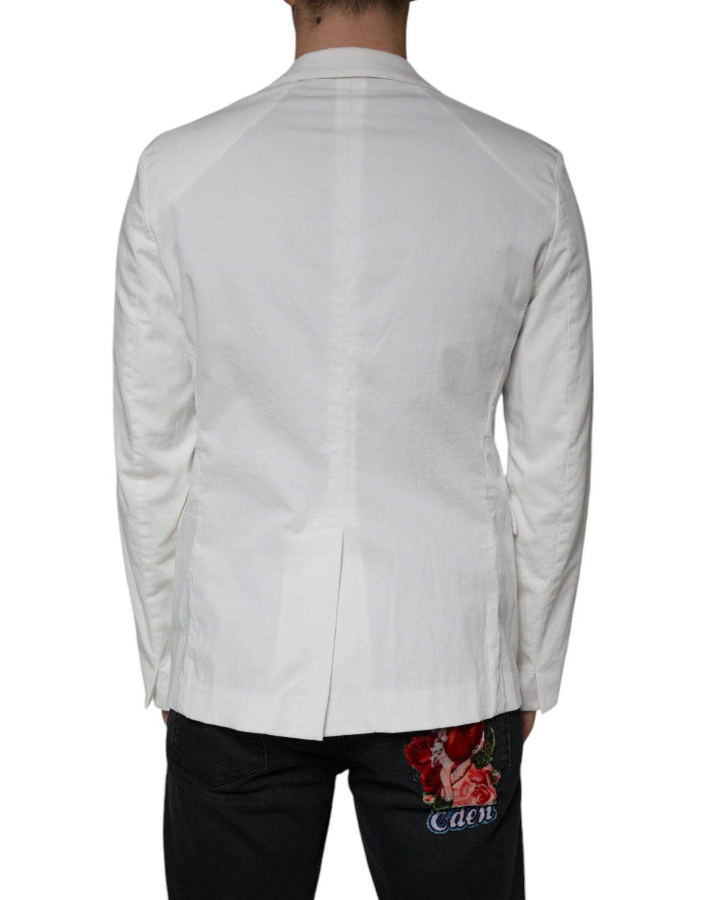 Weißer, einreihiger, formeller Blazer mit einem Knopf