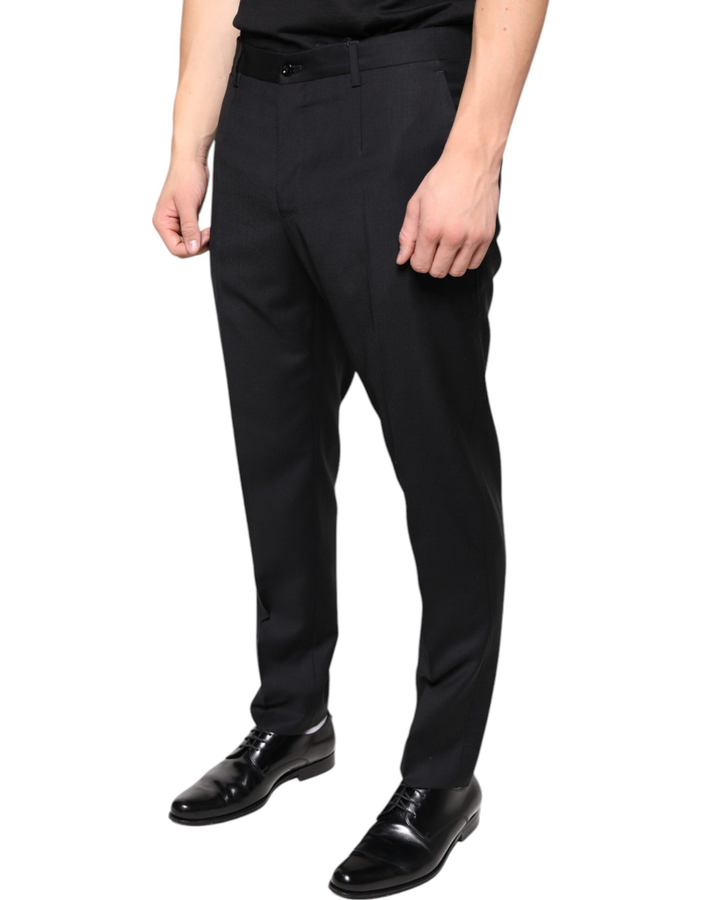 Black Wool Skinny Men Dress Pants