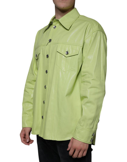 Grünes Button-Down-Hemd aus Baumwolle mit Kragen für Herren