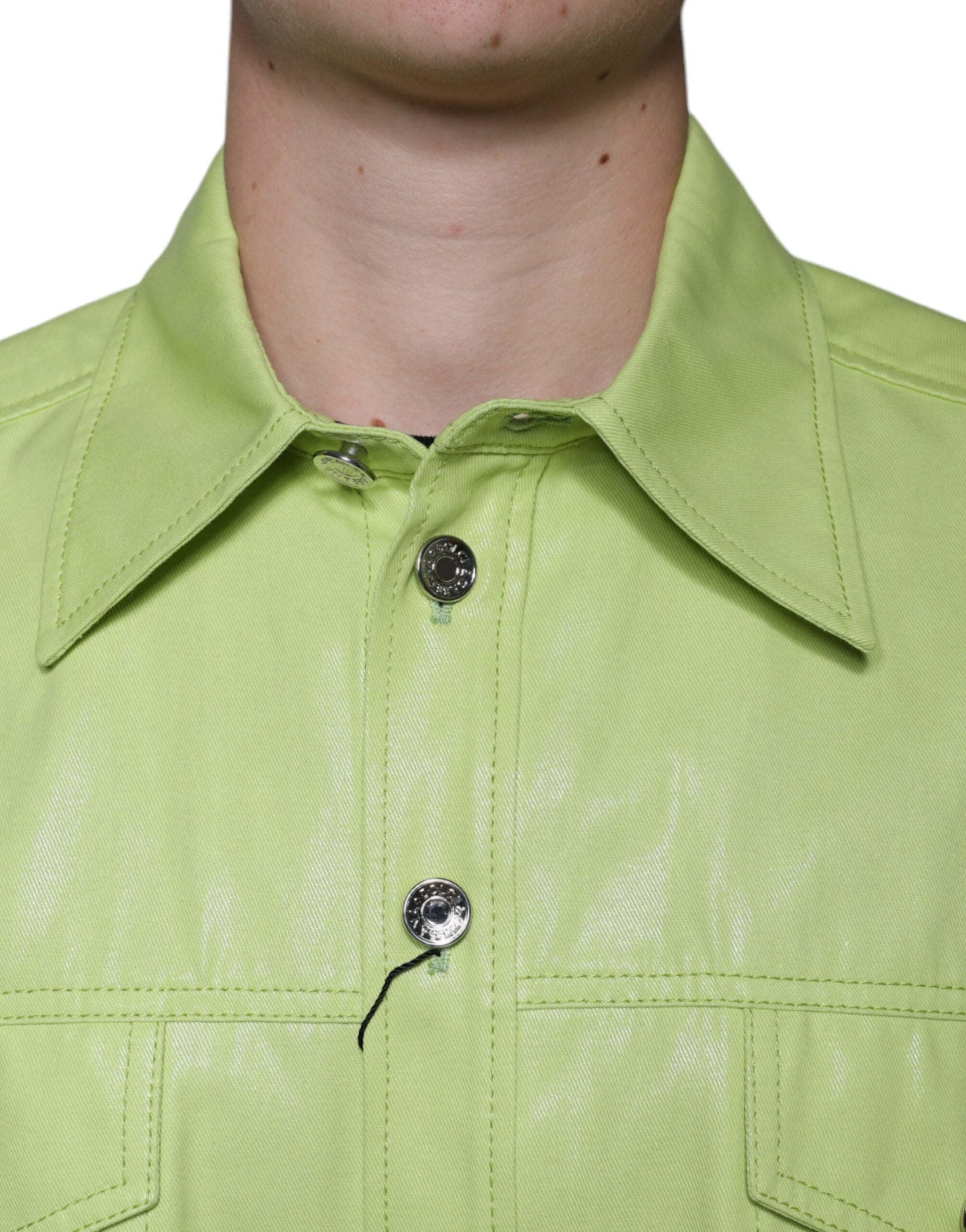 Grünes Button-Down-Hemd aus Baumwolle mit Kragen für Herren