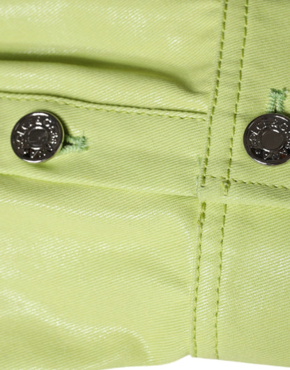 Grünes Button-Down-Hemd aus Baumwolle mit Kragen für Herren