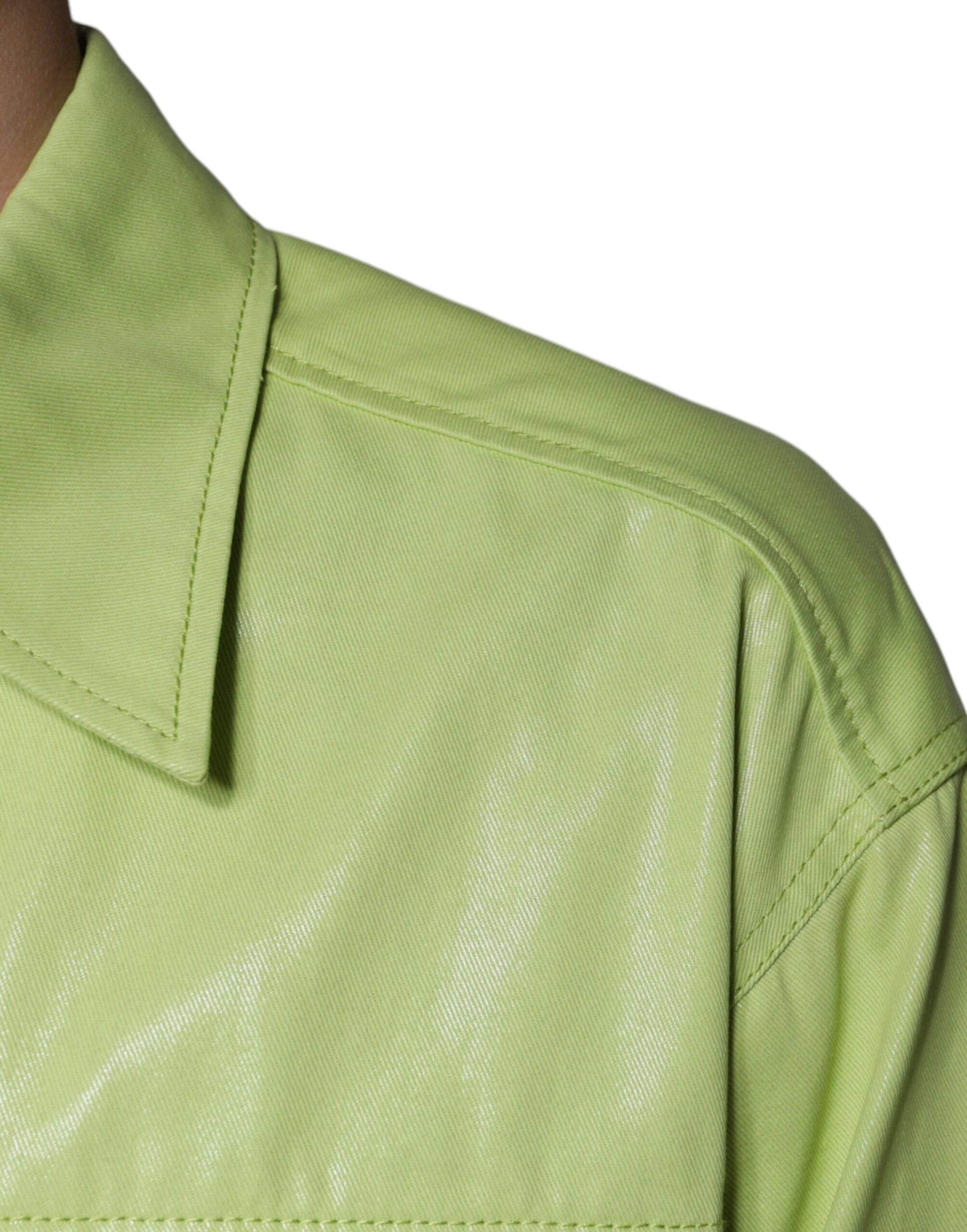 Grünes Button-Down-Hemd aus Baumwolle mit Kragen für Herren