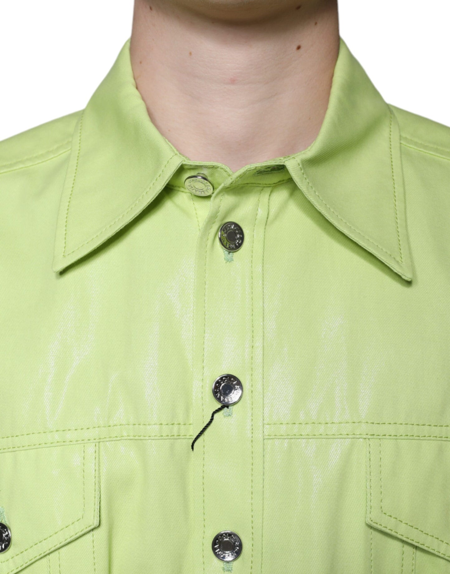 Grünes Button-Down-Hemd aus Baumwolle mit Kragen für Herren