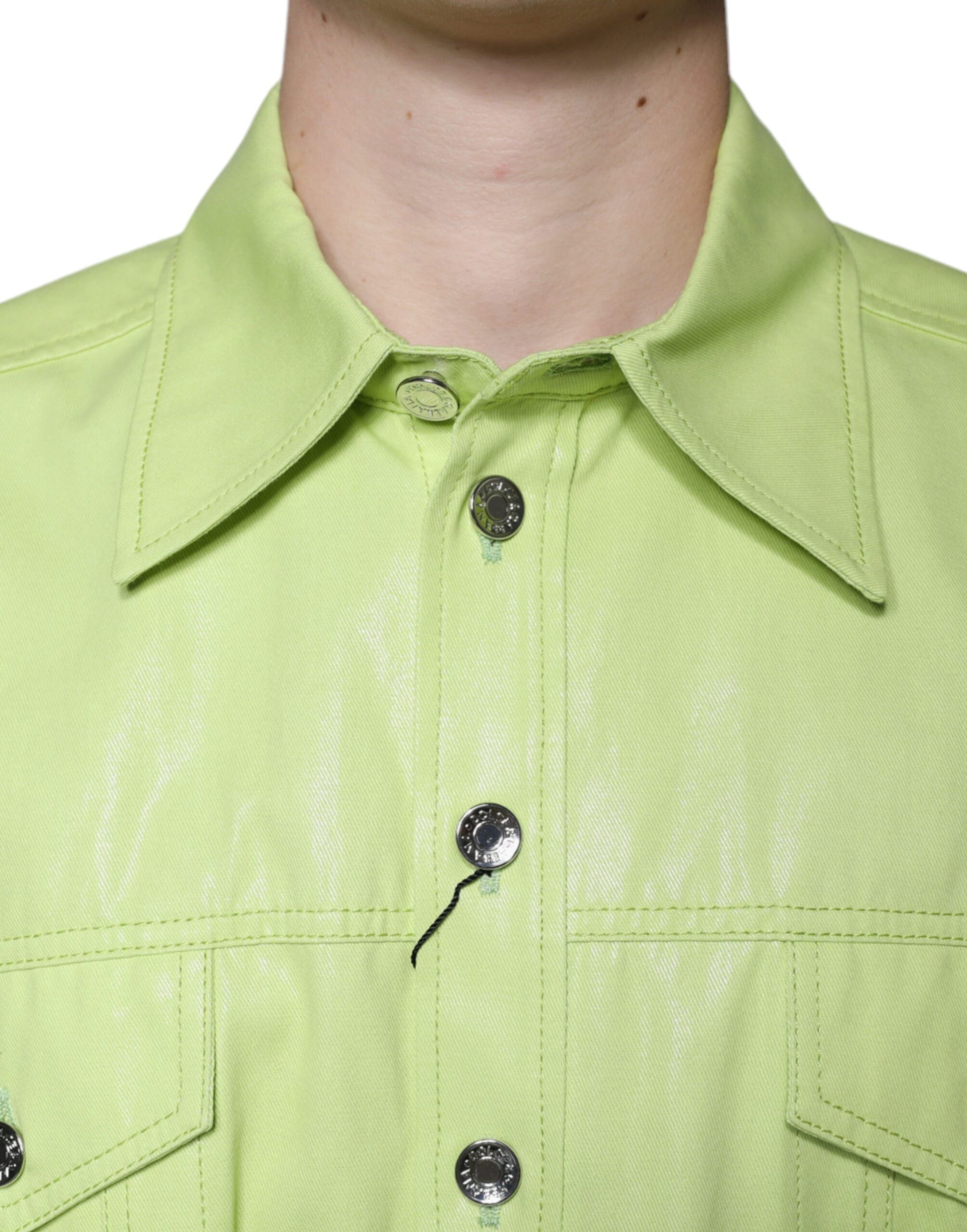Grünes Button-Down-Hemd aus Baumwolle mit Kragen für Herren