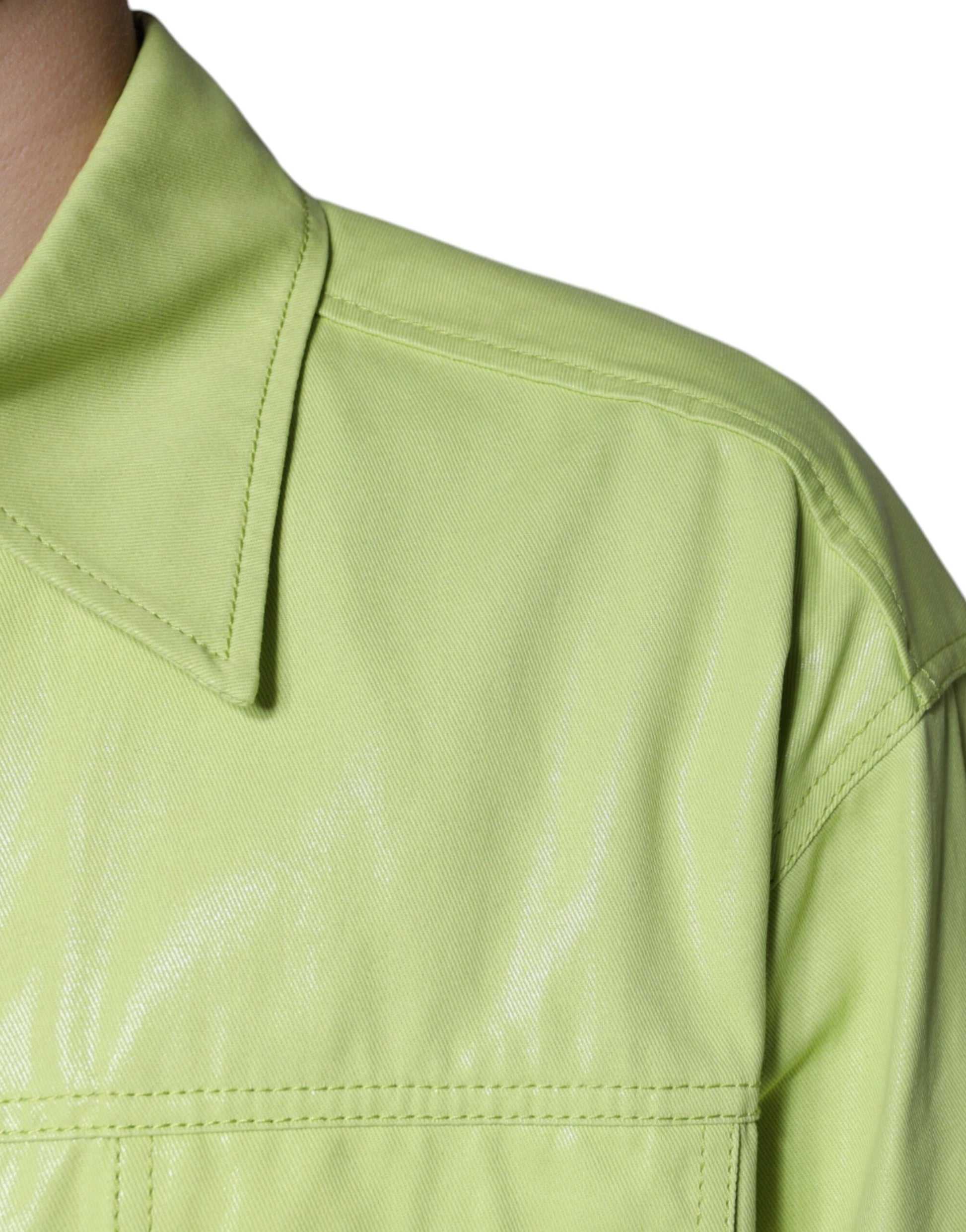 Grünes Button-Down-Hemd aus Baumwolle mit Kragen für Herren