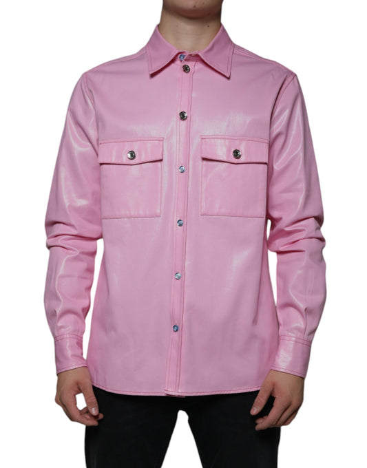 Rosa Button-Down-Hemd aus Baumwolle mit Kragen