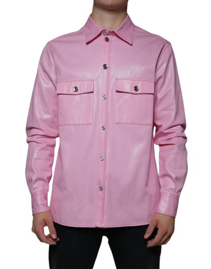 Rosa Button-Down-Hemd aus Baumwolle mit Kragen