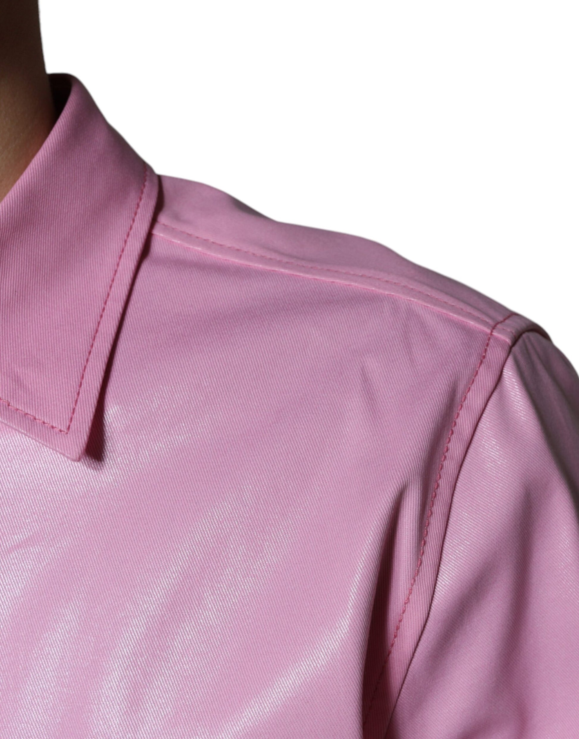 Rosa Button-Down-Hemd aus Baumwolle mit Kragen