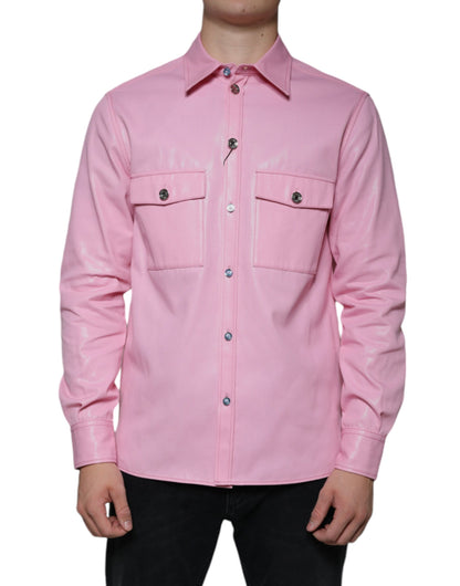 Rosa Button-Down-Hemd aus Baumwolle mit Kragen