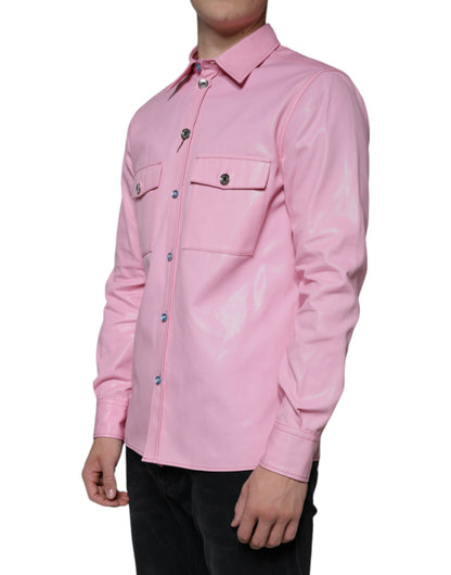 Rosa Button-Down-Hemd aus Baumwolle mit Kragen