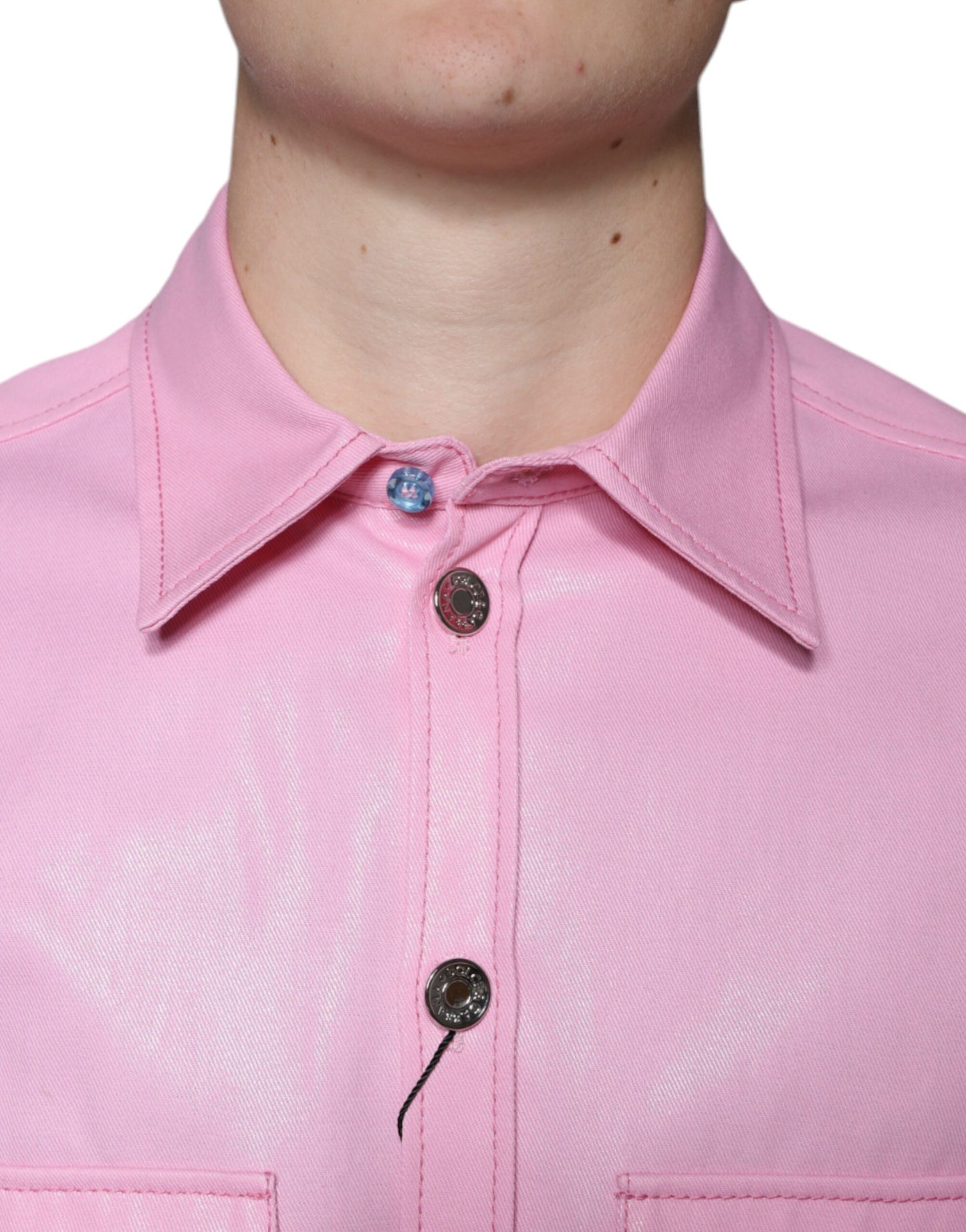 Rosa Button-Down-Hemd aus Baumwolle mit Kragen
