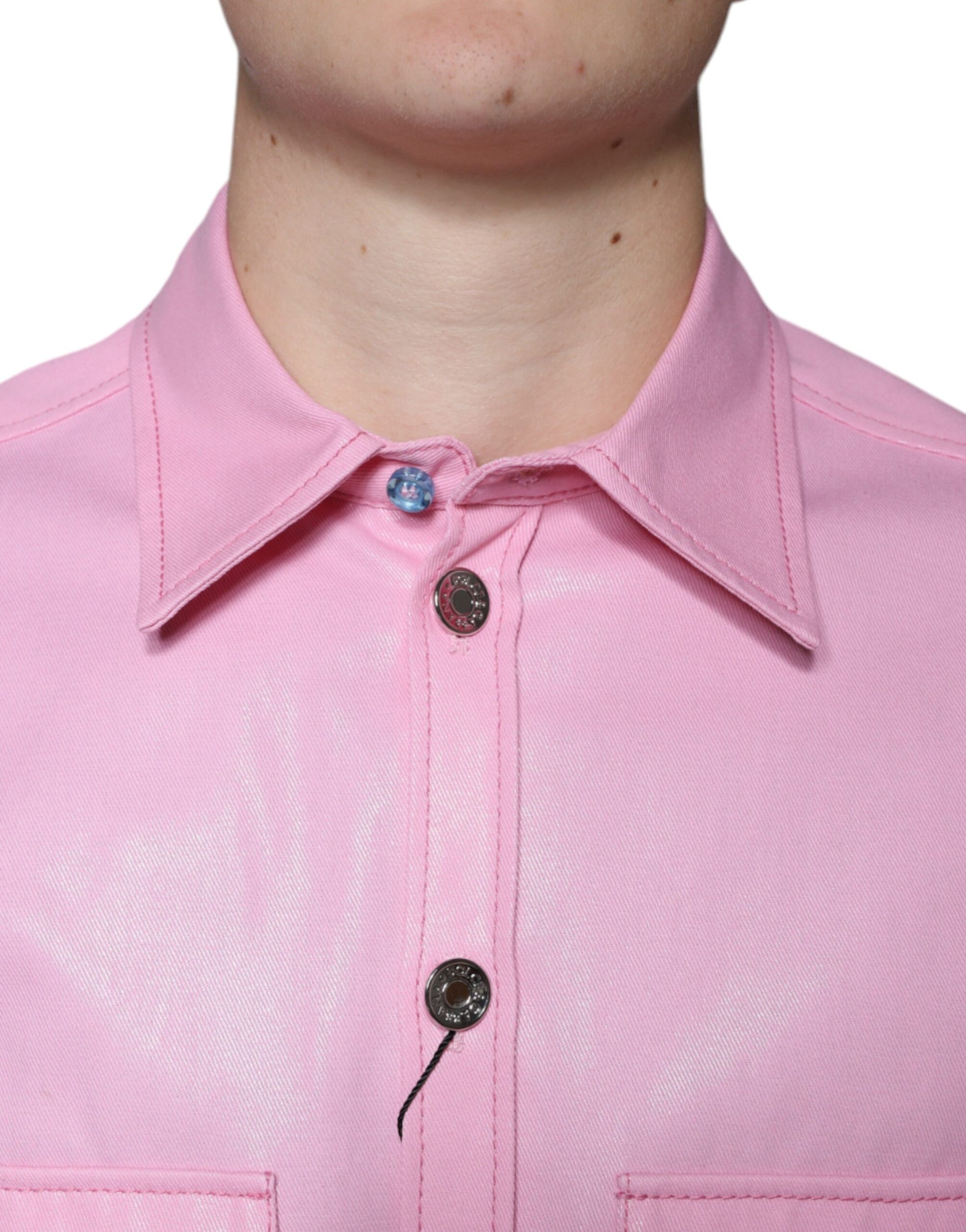 Rosa Button-Down-Hemd aus Baumwolle mit Kragen