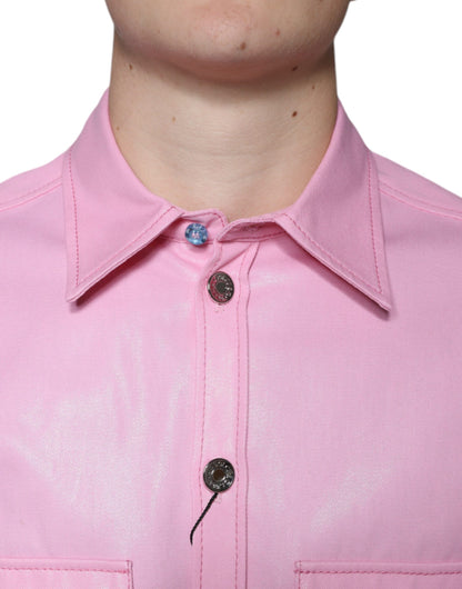 Rosa Button-Down-Hemd aus Baumwolle mit Kragen