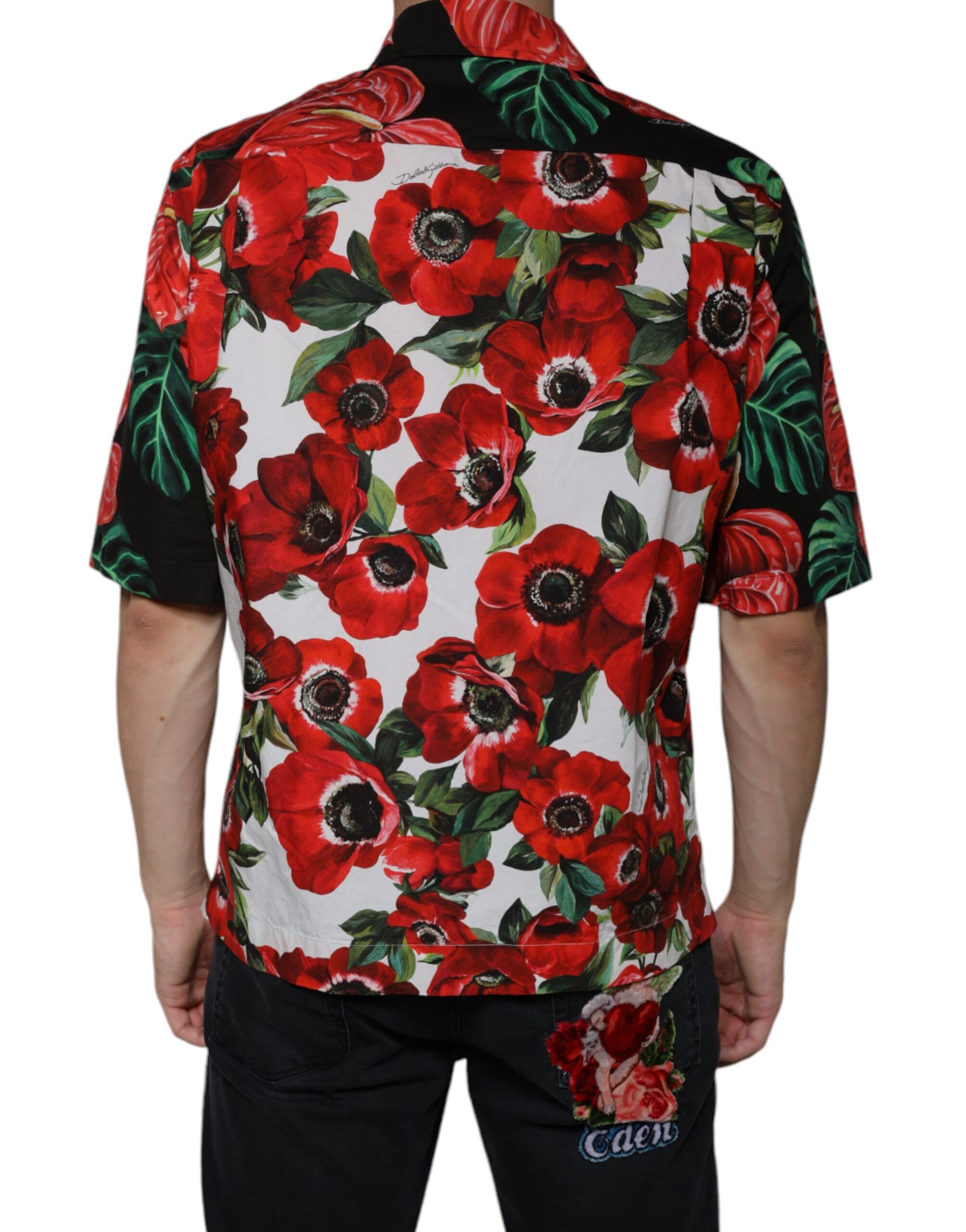 Mehrfarbiges Anemonen-Freizeithemd mit Button-Down-Kragen