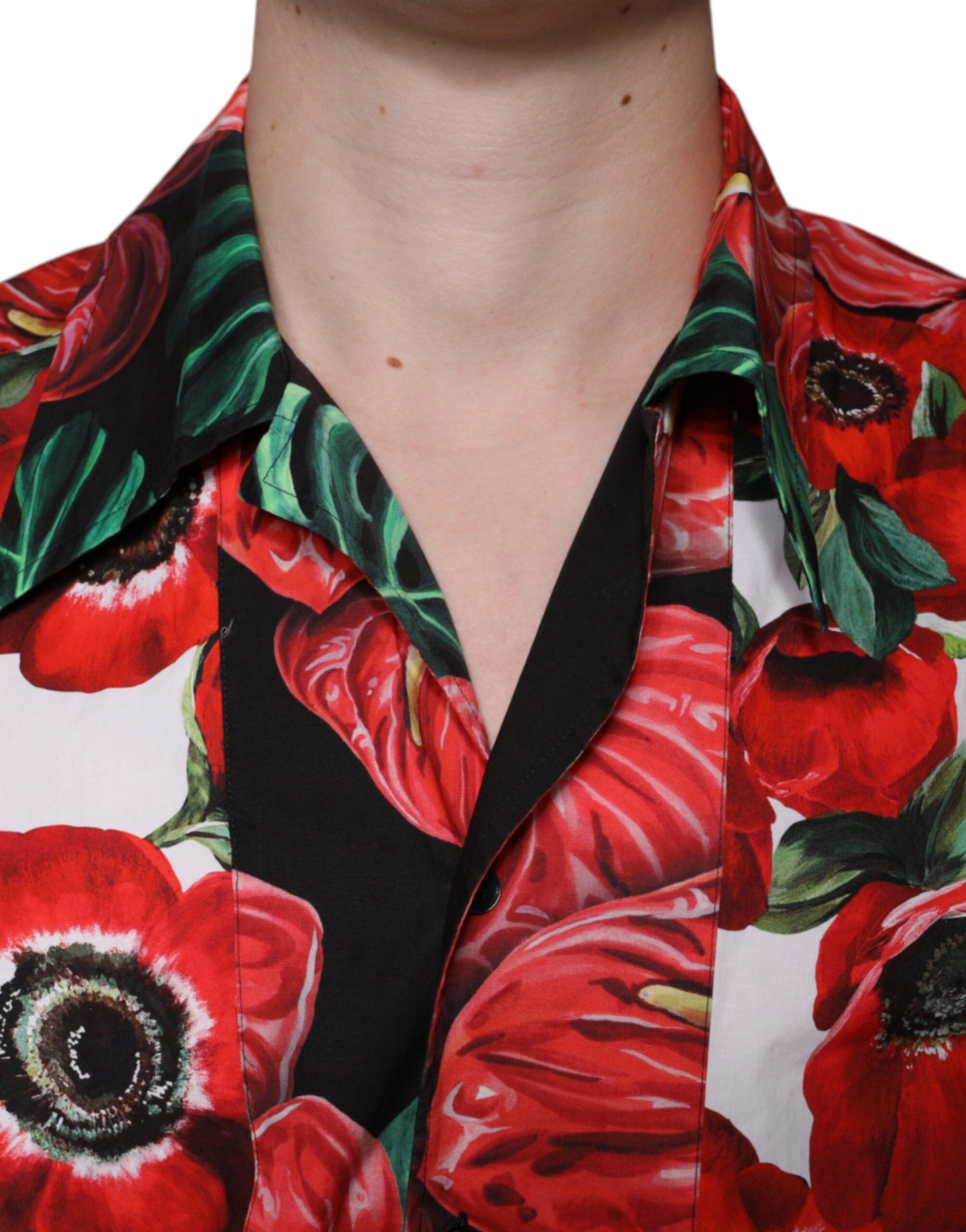 Mehrfarbiges Anemonen-Freizeithemd mit Button-Down-Kragen