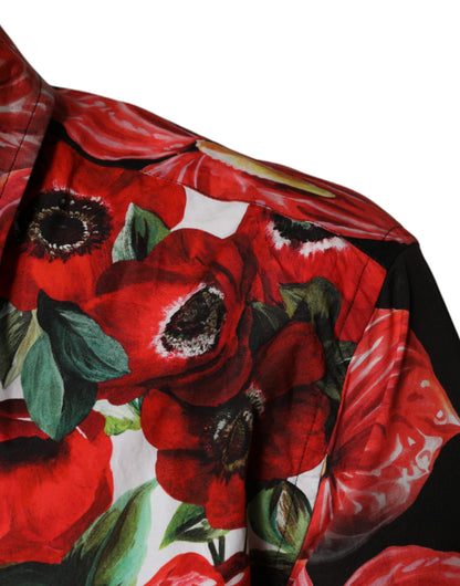 Mehrfarbiges Anemonen-Freizeithemd mit Button-Down-Kragen