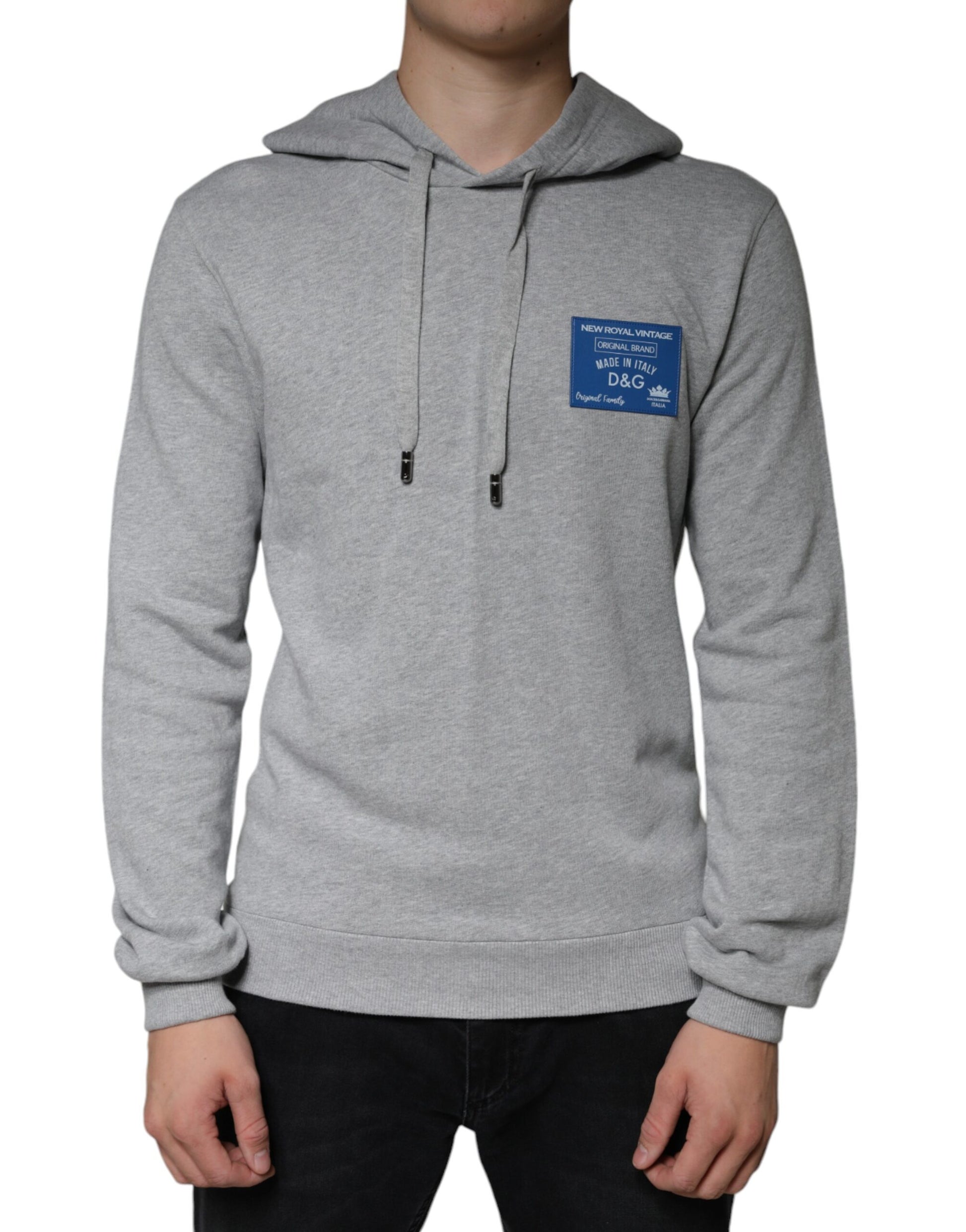 Graues Sweatshirt mit Kapuze und Logo aus Baumwolle