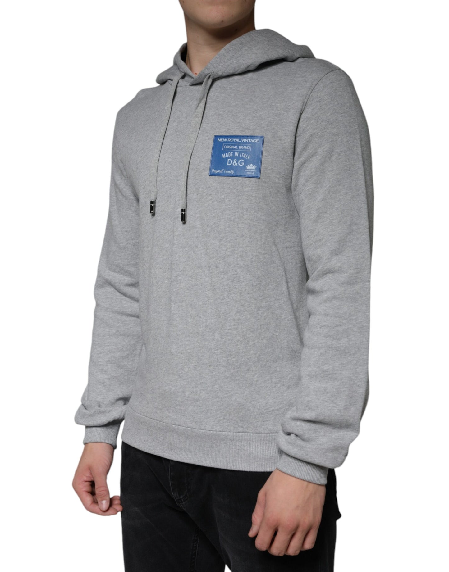 Graues Sweatshirt mit Kapuze und Logo aus Baumwolle
