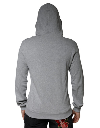 Graues Sweatshirt mit Kapuze und Logo aus Baumwolle