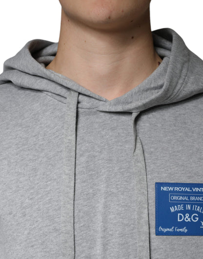 Graues Sweatshirt mit Kapuze und Logo aus Baumwolle