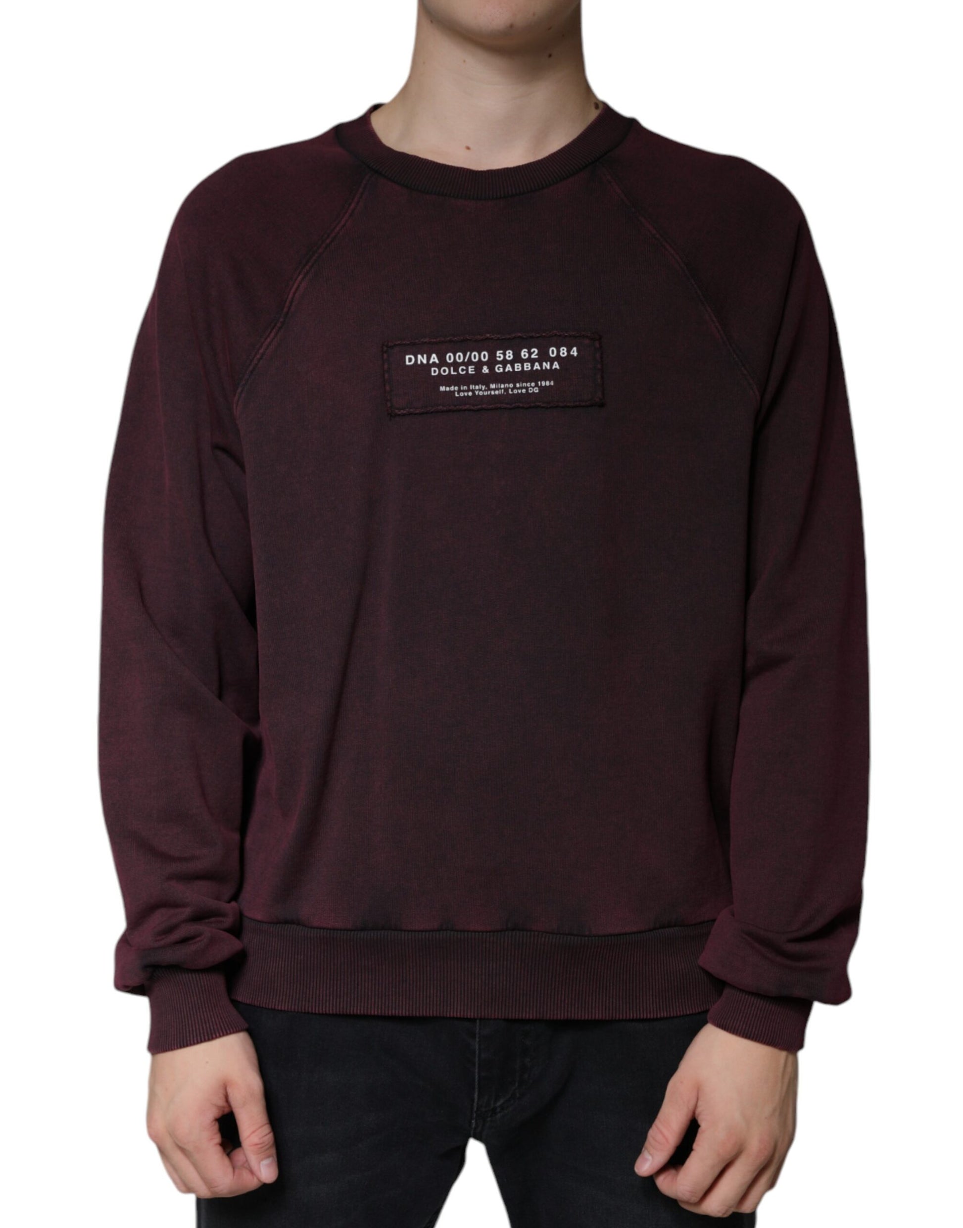 Kastanienbraunes Sweatshirt mit Rundhalsausschnitt und Logo für Herren