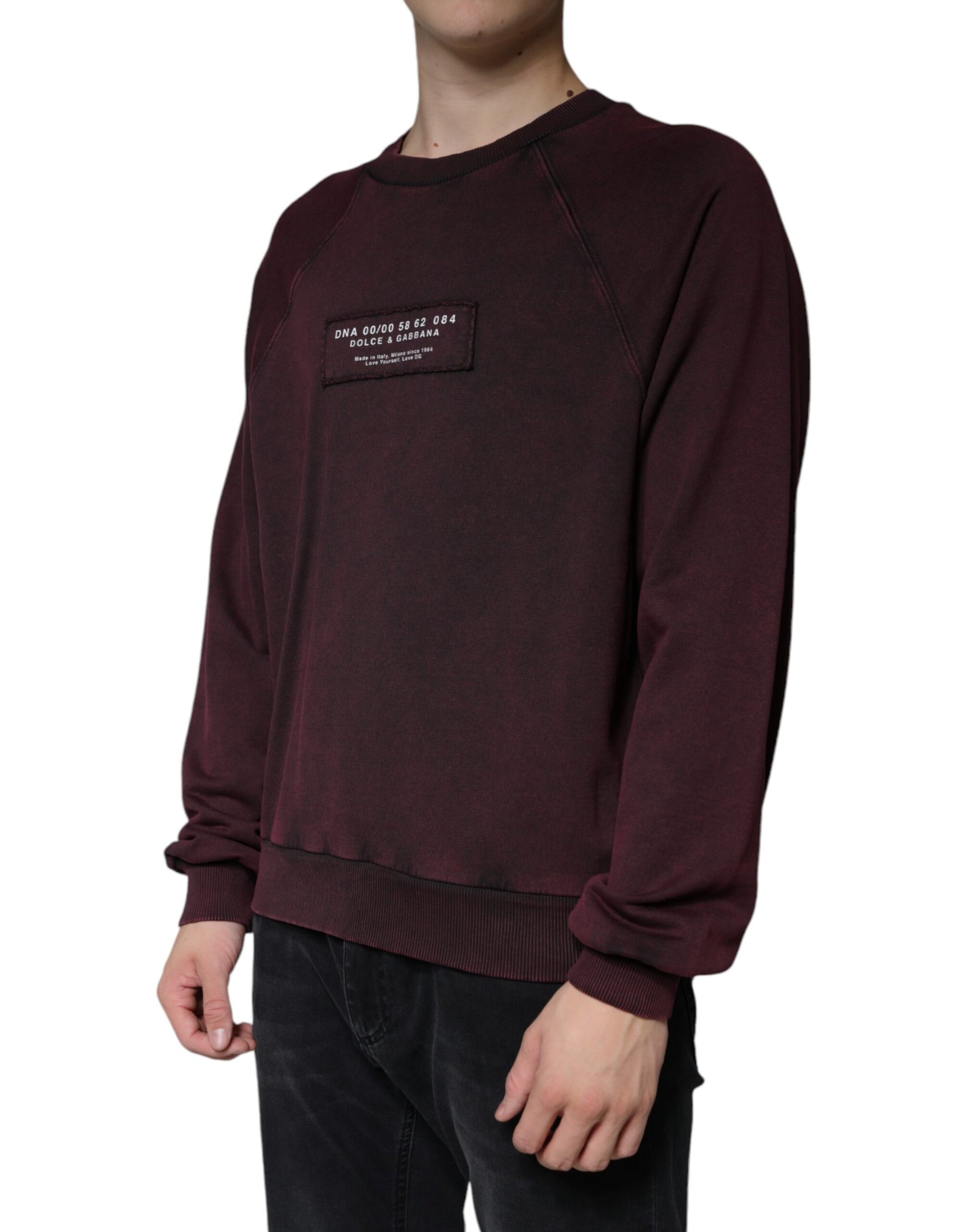 Kastanienbraunes Sweatshirt mit Rundhalsausschnitt und Logo für Herren