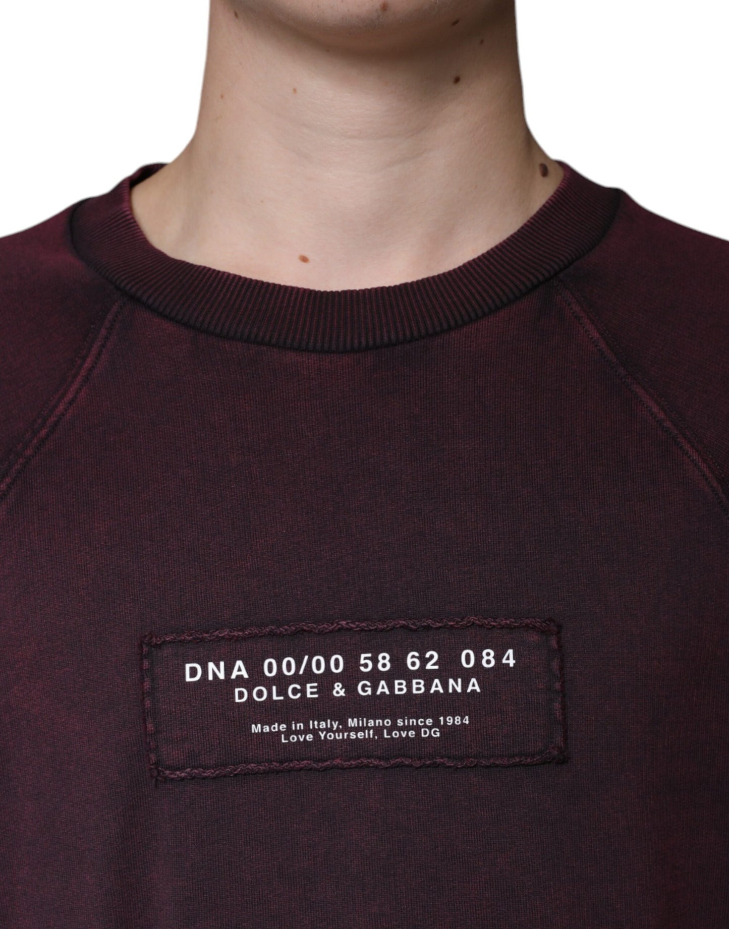 Kastanienbraunes Sweatshirt mit Rundhalsausschnitt und Logo für Herren
