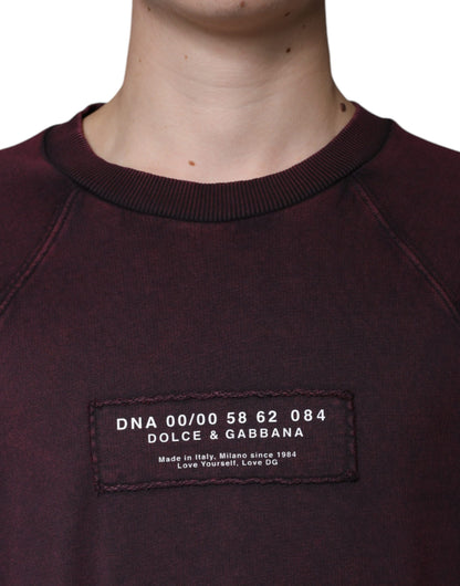 Kastanienbraunes Sweatshirt mit Rundhalsausschnitt und Logo für Herren
