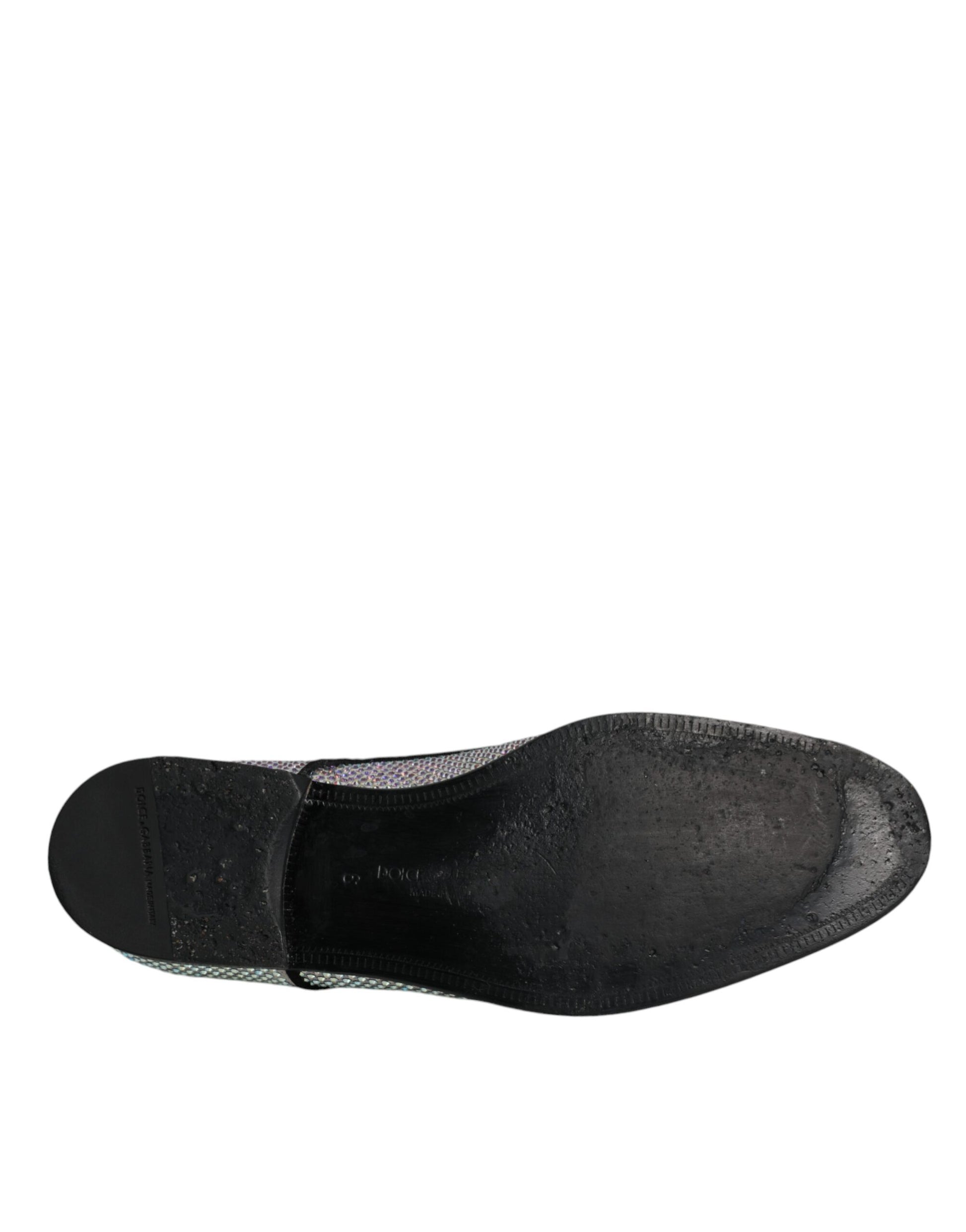 Silberne Derby-Schuhe aus Leder mit Strasssteinen