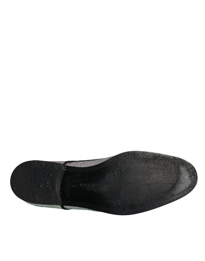 Silberne Derby-Schuhe aus Leder mit Strasssteinen