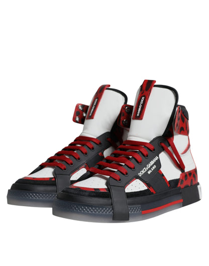 Mehrfarbige High-Top-Sneakers aus Leder