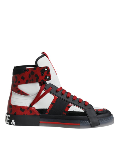 Mehrfarbige High-Top-Sneakers aus Leder