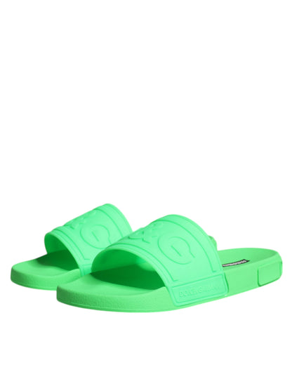 Grüne Leder Slides Sandalen Strandschuhe