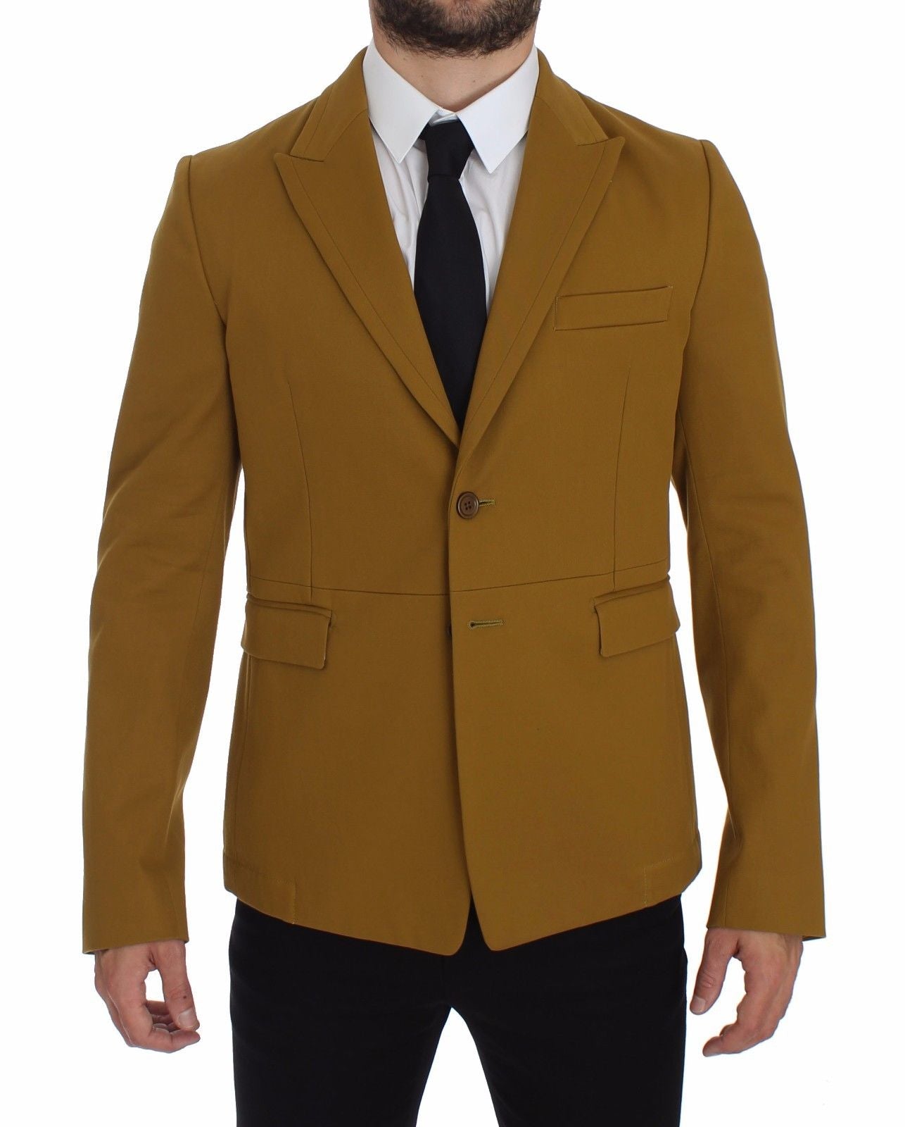 Eleganter, gelber Freizeitblazer aus Baumwollmischung