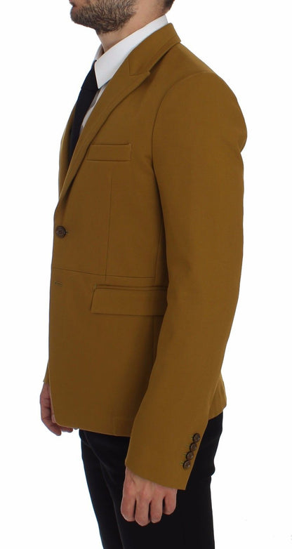 Eleganter, gelber Freizeitblazer aus Baumwollmischung